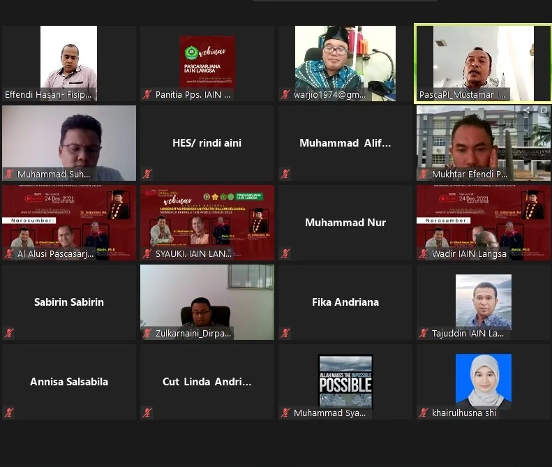 Pembukaan Kuliah Umum PPs. IAIN Langsa Tahun Akademik 2020/2021